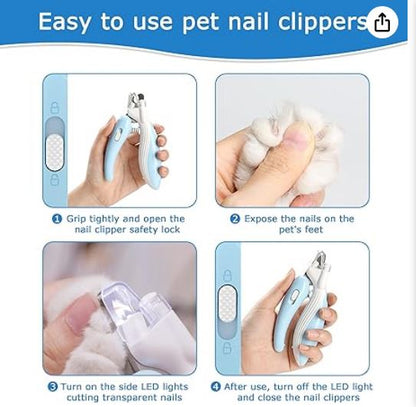 Pet Nail Clippers Dog Nail Clippers Cat Nail Clippers LED Electric Nail Grinder Pet Supplies LED Light Pet Nail Clippers