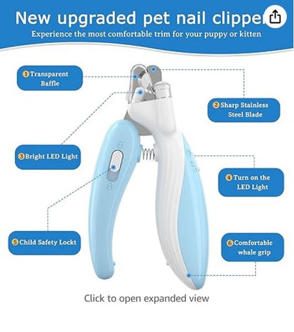Pet Nail Clippers Dog Nail Clippers Cat Nail Clippers LED Electric Nail Grinder Pet Supplies LED Light Pet Nail Clippers