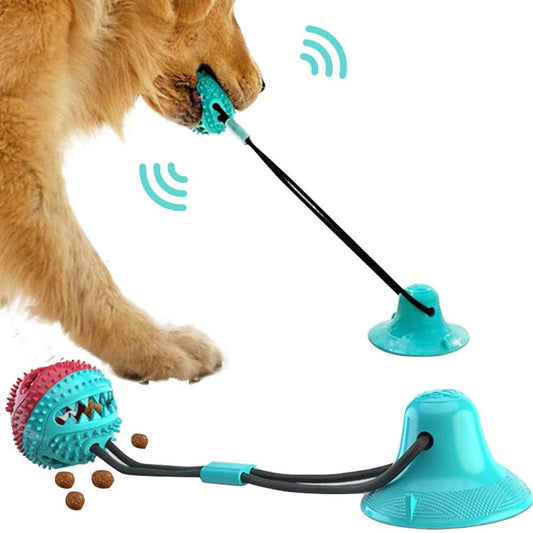Interactive Dog Chew Toy – Suction Cup &amp; Tug-of-War Ball