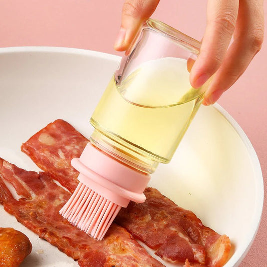 Portable Silicone Oil Bottle with Brush – BBQ & Baking Tool